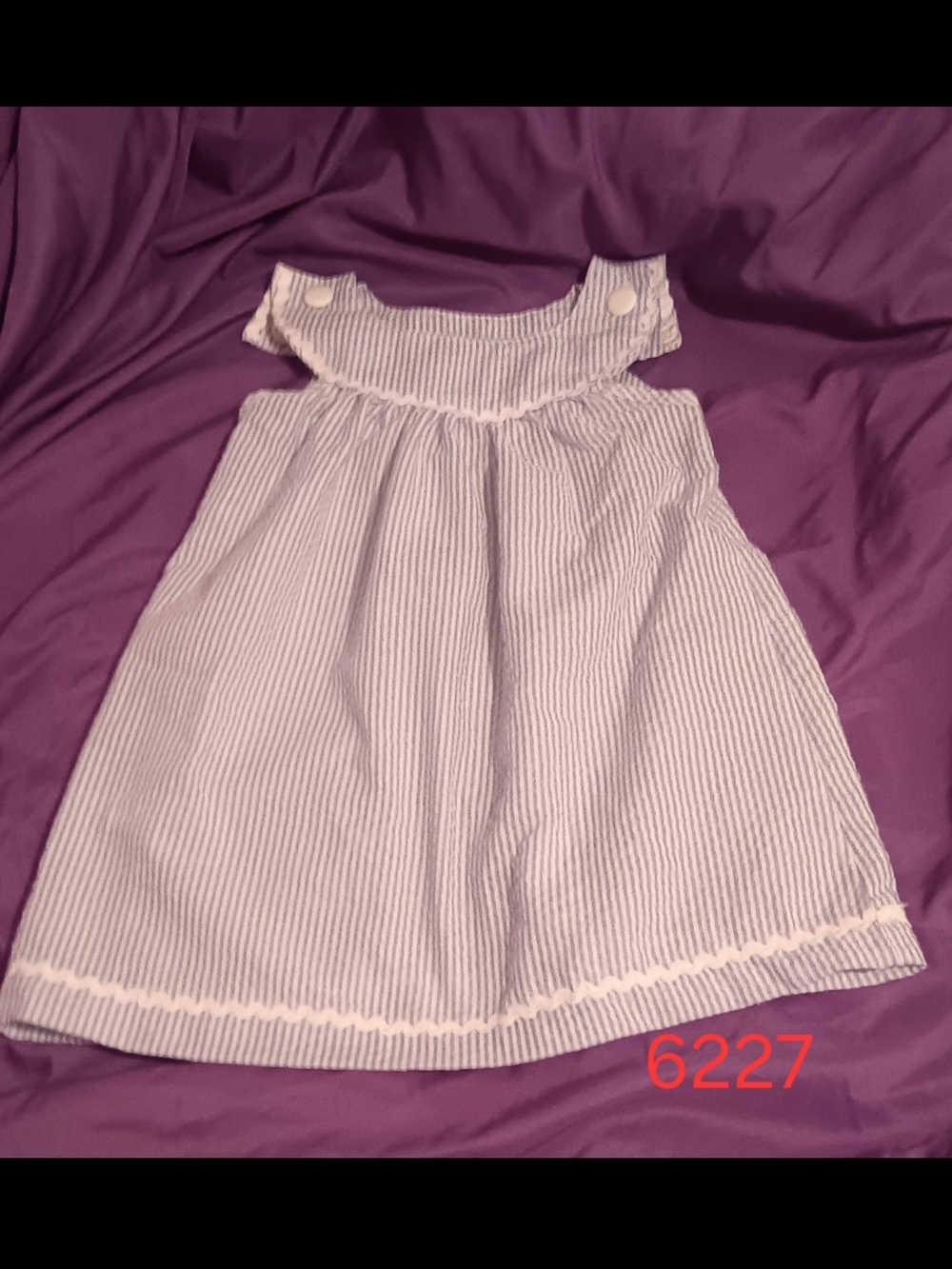 Lil Cactus Girls' Blue & White Striped Sleeveless Dress